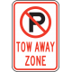 No Parking Tow Away Zone with Symbol Sign